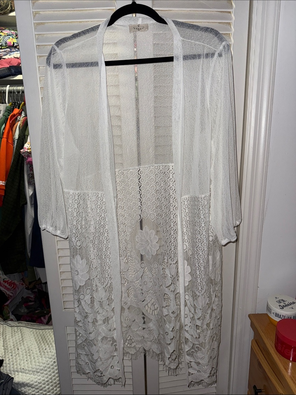 Ember Lightweight White Lace Kimono Cardigan
